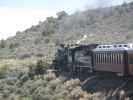 No. 489 mit San Juan Express #216 der Cumbres & Toltec Scenic Narrow-Gauge Railroad zwischen Hangmans Trestle und Lava Loop (29. Mai)