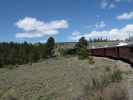 No. 489 mit San Juan Express #216 der Cumbres & Toltec Scenic Narrow-Gauge Railroad zwischen Big Horn und Sublette  (29. Mai)