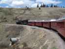 No. 489 mit San Juan Express #216 der Cumbres & Toltec Scenic Narrow-Gauge Railroad zwischen Osier und Cascade Trestle (29. Mai)