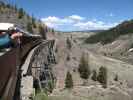 San Juan Express #216 der Cumbres & Toltec Scenic Narrow-Gauge Railroad auf der Cascade Trestle (29. Mai)