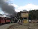 No. 489 mit San Juan Express #216 der Cumbres & Toltec Scenic Narrow-Gauge Railroad beim Los Pinos Tank, 2.960 m (29. Mai)