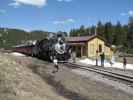 No. 489 mit San Juan Express #216 der Cumbres & Toltec Scenic Narrow-Gauge Railroad in Cumbres, 3.053 m (29. Mai)