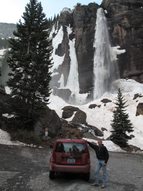 Ich am Black Bear Pass Jeeptrail bei den Bridal Veil Falls (1. Juni)