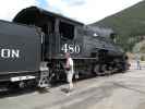 Papa bei der No. 480 der Durango & Silverton Narrow Gauge Railroad in Silverton, 2.837 m (3. Juni)