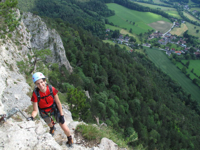 Pittentaler Klettersteig: Katarina im Ausstieg