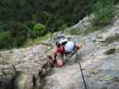 Pittentaler Klettersteig: Katarina in der Schlüsselstelle