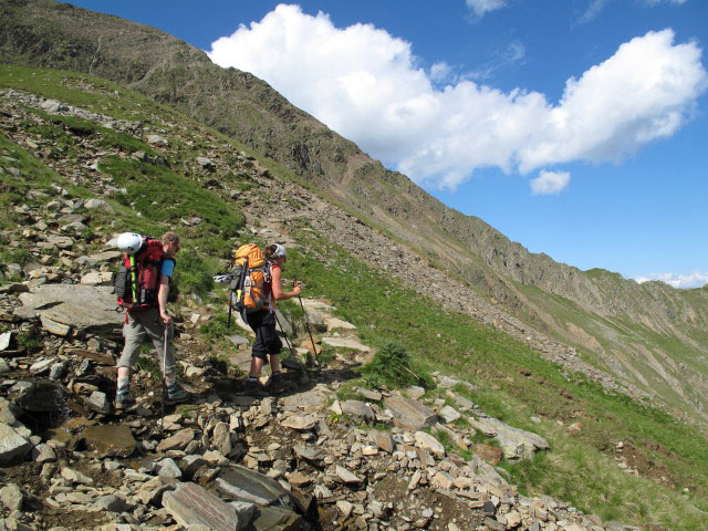 Christoph und Gudrun auf Weg 4 zwischen Anteranalm und Hirzer (2. Juli)