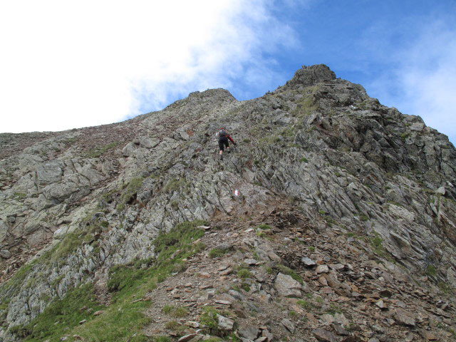 Gudrun auf Weg 2 zwischen Alplerspitz und Hühnerspielalm (3. Juli)