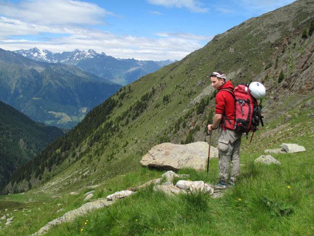 Christoph auf Weg 2 zwischen Alplerspitz und Hühnerspielalm (3. Juli)