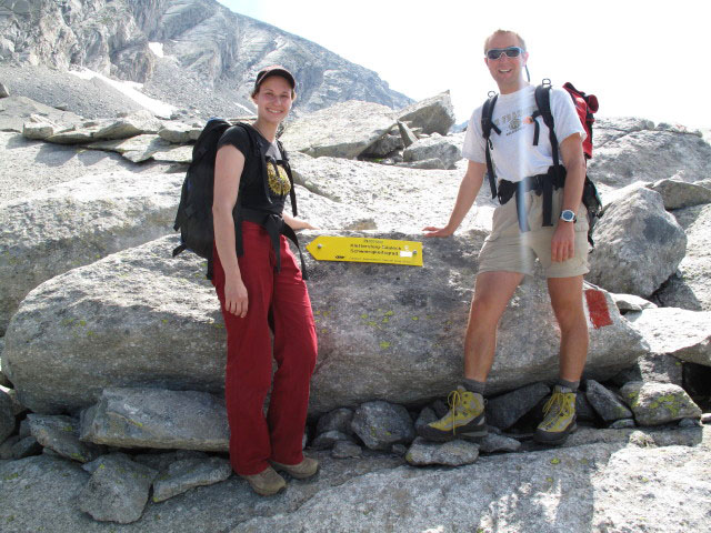 Manuela und ich bei der Abzweigung zum Säuleck-Klettersteig (9. Juli)