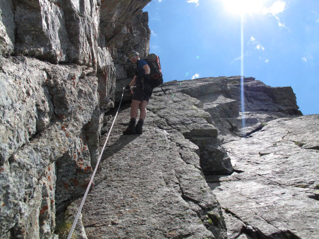 Säuleck-Klettersteig: Norbert auf der Einstiegsrampe (9. Juli)