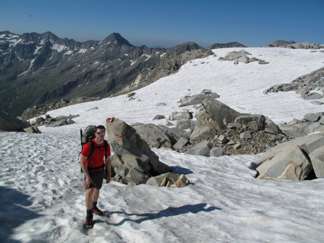 Norbert am Schwarzenburger Weg zwischen Rudolfstädter Weg und Lassacher Winkelscharte (10. Juli)