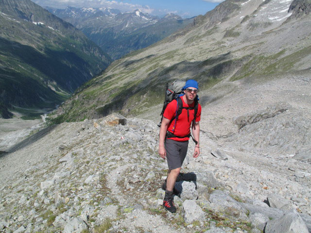 Norbert am Celler Weg zwischen Bergrettungshütte und Winkelbach (10. Juli)