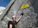 Säuleck-Klettersteig: Manuela beim Einstieg (9. Juli)