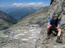 Säuleck-Klettersteig: Norbert am Beginn der ersten Wand (9. Juli)