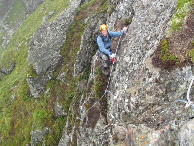 Familienklettersteig Hirschkarspitze: Erich in der leichten Einstiegsvariante (13. Aug.)