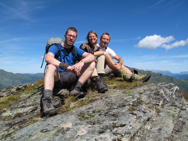 Norbert, Sonja und ich auf der Gadauner H&ouml;he, 2.447 m (14. Aug.)