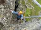 Familienklettersteig Hirschkarspitze: Erich beim Felsenloch (13. Aug.)