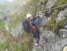 Familienklettersteig Hirschkarspitze: Sonja in der schwierigen Variante am zweiten Turm (13. Aug.)