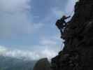 Familienklettersteig Hirschkarspitze: Erich in der leichten Variante am zweiten Turm (13. Aug.)