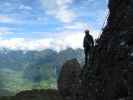 Familienklettersteig Hirschkarspitze: Erich in der leichten Variante am zweiten Turm (13. Aug.)