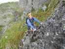 Familienklettersteig Hirschkarspitze: Erich in der leichten Variante am zweiten Turm (13. Aug.)