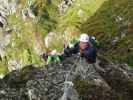 Familienklettersteig Hirschkarspitze: Sonja in der schwierigen Variante am zweiten Turm (13. Aug.)