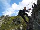 Familienklettersteig Hirschkarspitze: Erich in der leichten Variante am zweiten Turm (13. Aug.)