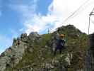 Familienklettersteig Hirschkarspitze: Erich am Flying Fox (13. Aug.)