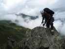 Familienklettersteig Hirschkarspitze: Sonja im Ausstieg (13. Aug.)