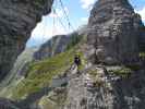 Braunwald-Klettersteig: Axel auf der Charlotte Bridge im roten Rundgang