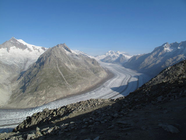 Gro&szlig;er Aletschgletscher von der Bergstation der Eggishornbahn aus
