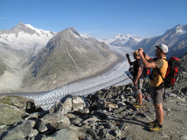 Axel und Andreas zwischen Bergstation der Eggishornbahn und Eggishorn-Klettersteig