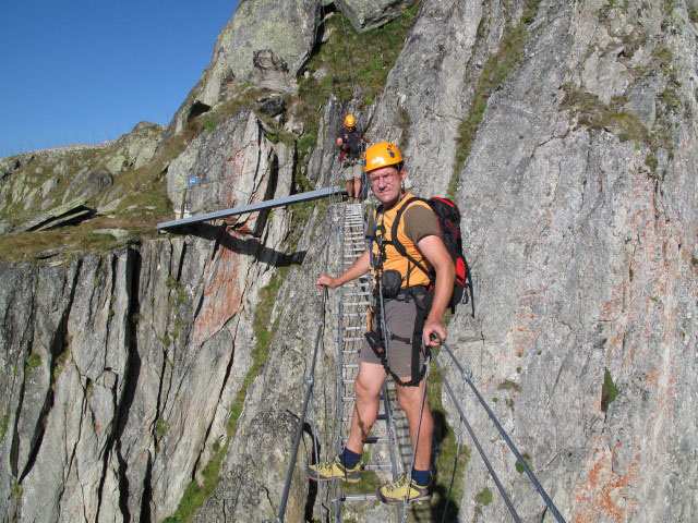 Eggishorn-Klettersteig: Axel und Andreas auf der Hängebrücke