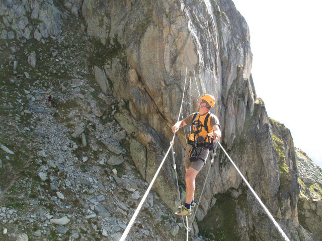 Eggishorn-Klettersteig: Andreas auf der 3-Seil-Br&uuml;cke