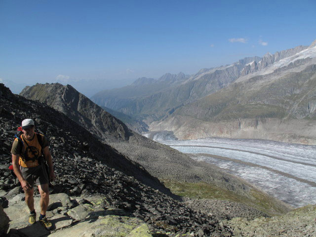 Andreas zwischen Bergstation der Eggishornbahn und Eggishorn