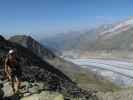 Andreas zwischen Bergstation der Eggishornbahn und Eggishorn