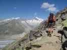 Andreas zwischen Bergstation der Eggishornbahn und Eggishorn