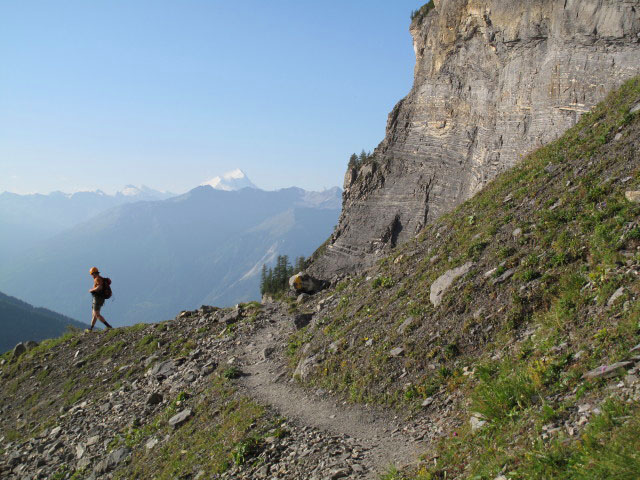 Leukerbad-Klettersteig: Andreas zwischen Nase und Zum Lärch