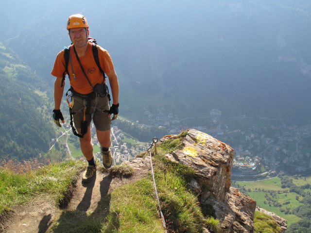 Leukerbad-Klettersteig: Andreas auf der Oberen Gemsfreiheit