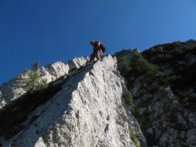 Katrin-Klettersteig: Axel zwischen St. Wolfgang-Blick und Quergang