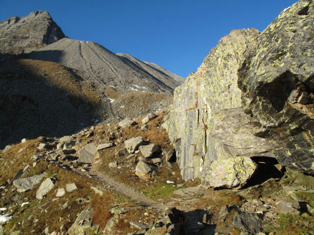 Pfunderer Höhenweg zwischen Eisbruggsee und Eisbruggjoch (2. Okt.)