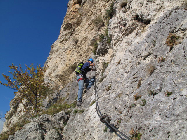 Pittentaler Klettersteig: Gregor nach der zweiten Querung