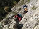 Pittentaler Klettersteig: Diana, Irene und Sabrina zwischen zweiter Querung und Schlüsselstelle