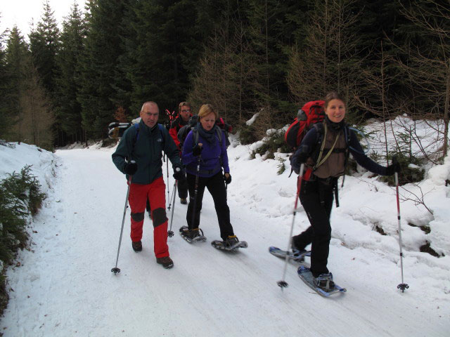 Helmut, Michael, Claudia und Sonja auf der Rodelbahn Ganzalm (31. Dez.)