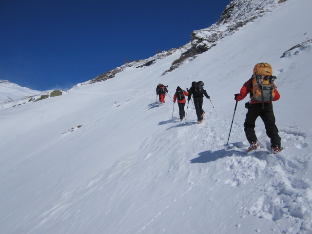 Siegbert, Klaus, Michaela, Norbert und Christoph zwischen 's Toale und Maurerbach (1. Apr.)