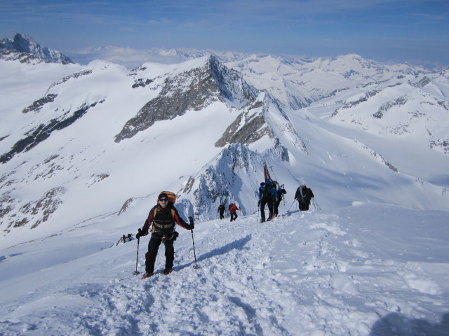 Christoph, Gudrun, Siegbert und Gerwalt zwischen Maurerkees und Großem Geiger (3. Apr.)