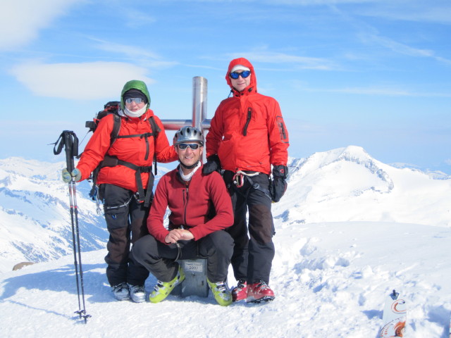 Gudrun, ich und Christoph am Gro&szlig;en Geiger, 3.360 m (3. Apr.)