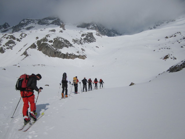 Klaus, Norbert, Christoph, Gerwalt, Gudrun, Michaela und Siegbert zwischen Simonysee und Simonykees (4. Apr.)