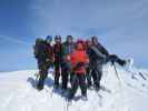 Norbert, ich, Gerwalt, Michaela, Gudrun, Christoph und Siegbert auf der Westlichen Simonyspitze, 3.481 m (2. Apr.)